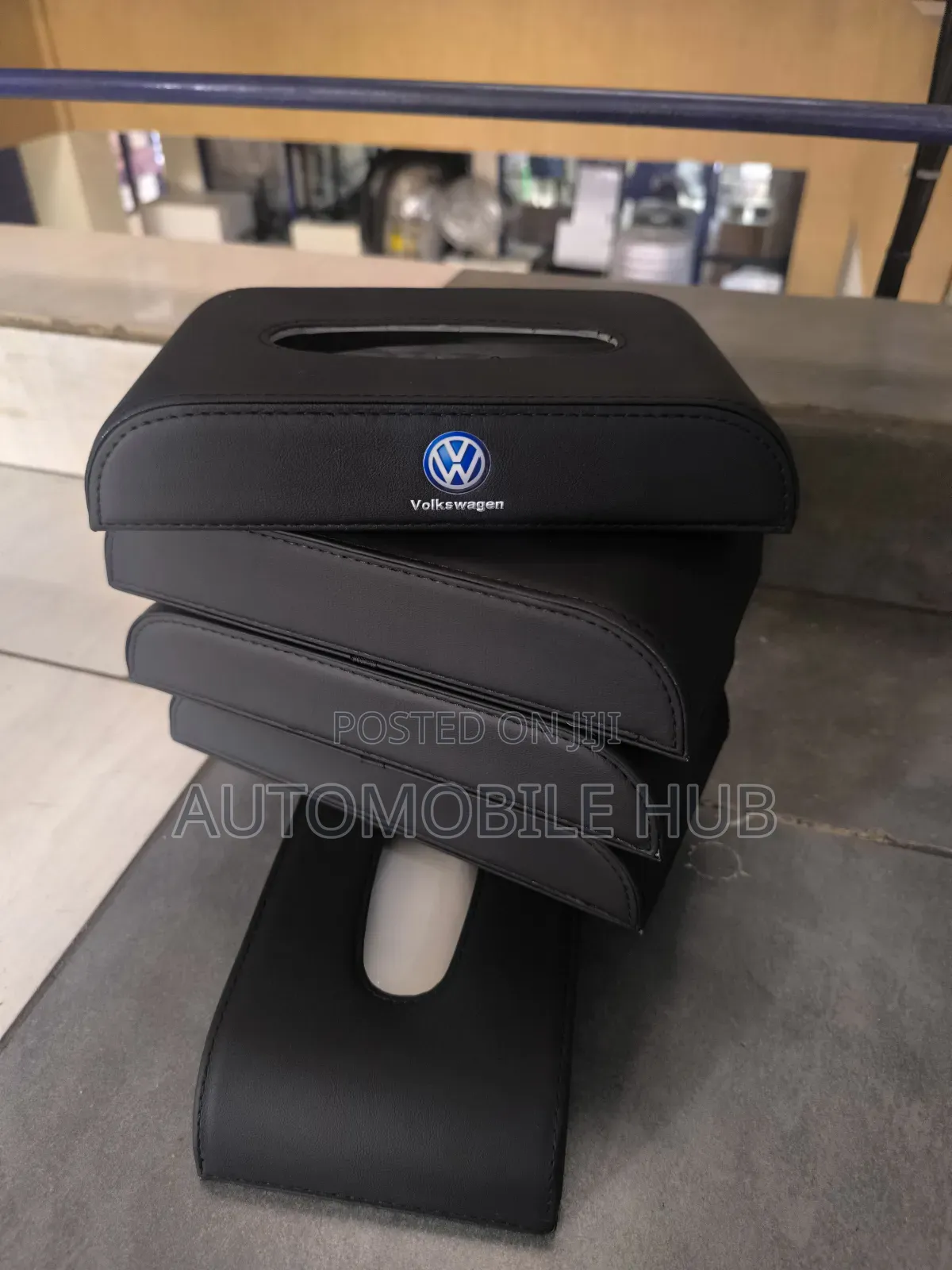 Vw Premium Pu Leather Car Tissue Holder – Dashboard Organizer
