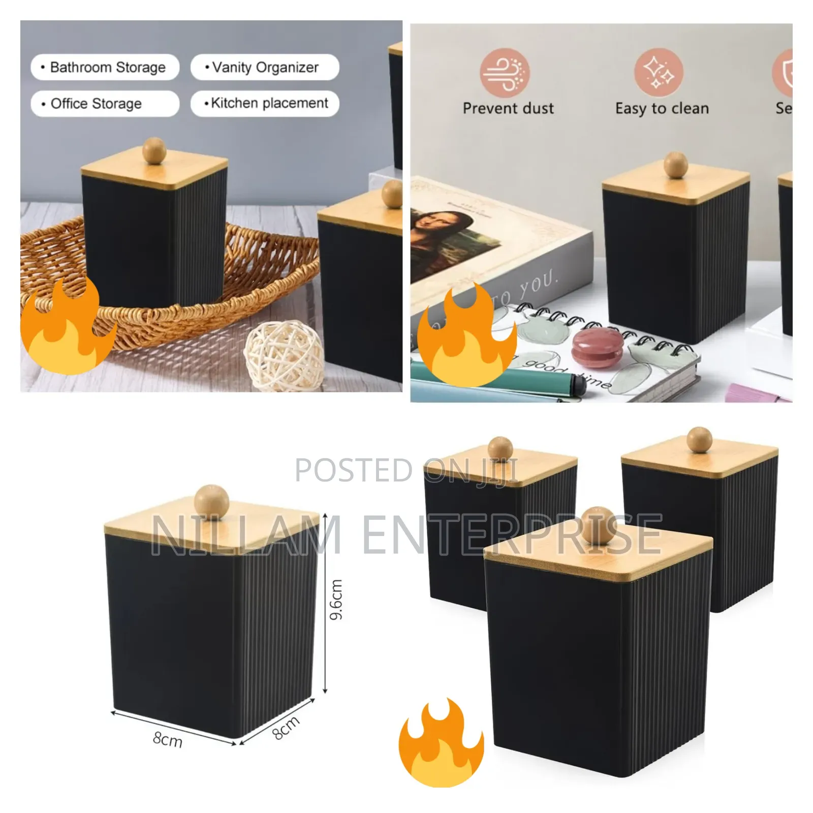 Black Multifunction Makeup Cotton Pad Storage Box*