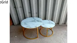 Marble Nesting Coffee Table (Glass Effect) White