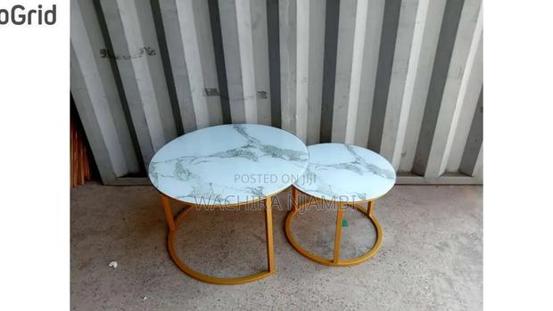 Marble Nesting Coffee Table (Glass Effect) White - main view