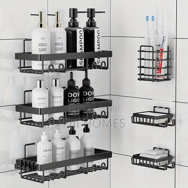 6-Pc Spacious Stainless Steel Shower Organizer