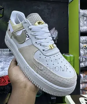 Nike Air F 1 Low Bling Sneaker in a Tan/Summit White Colorway ; 38-45