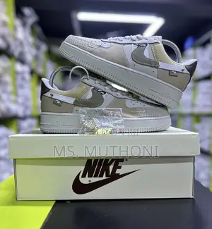 Nike Air F 1 Low Bling Sneaker in a Tan/Summit White Colorway ; 38-45