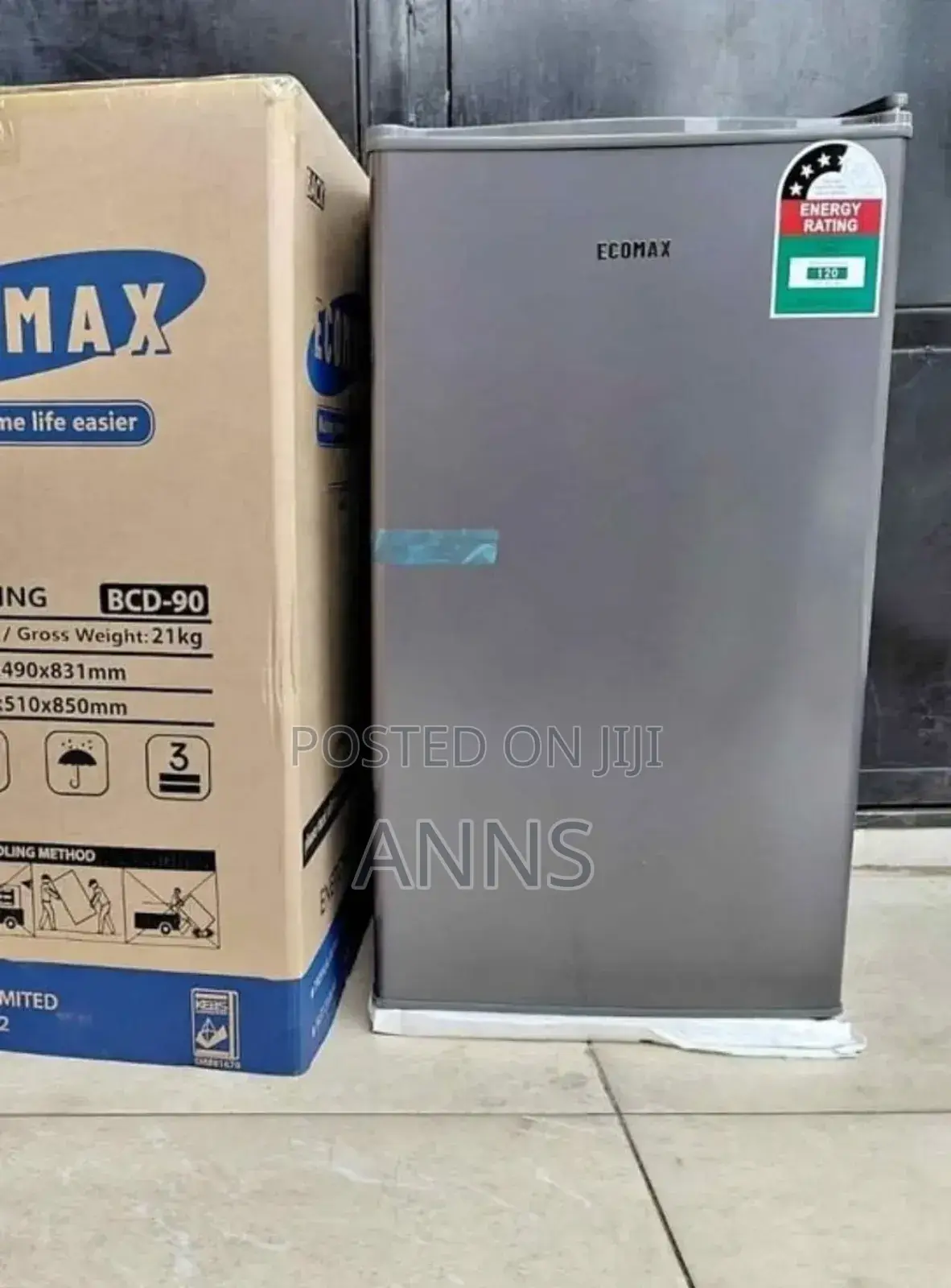 Grey Silver Ecomax Single Door Fridge 90 Litres