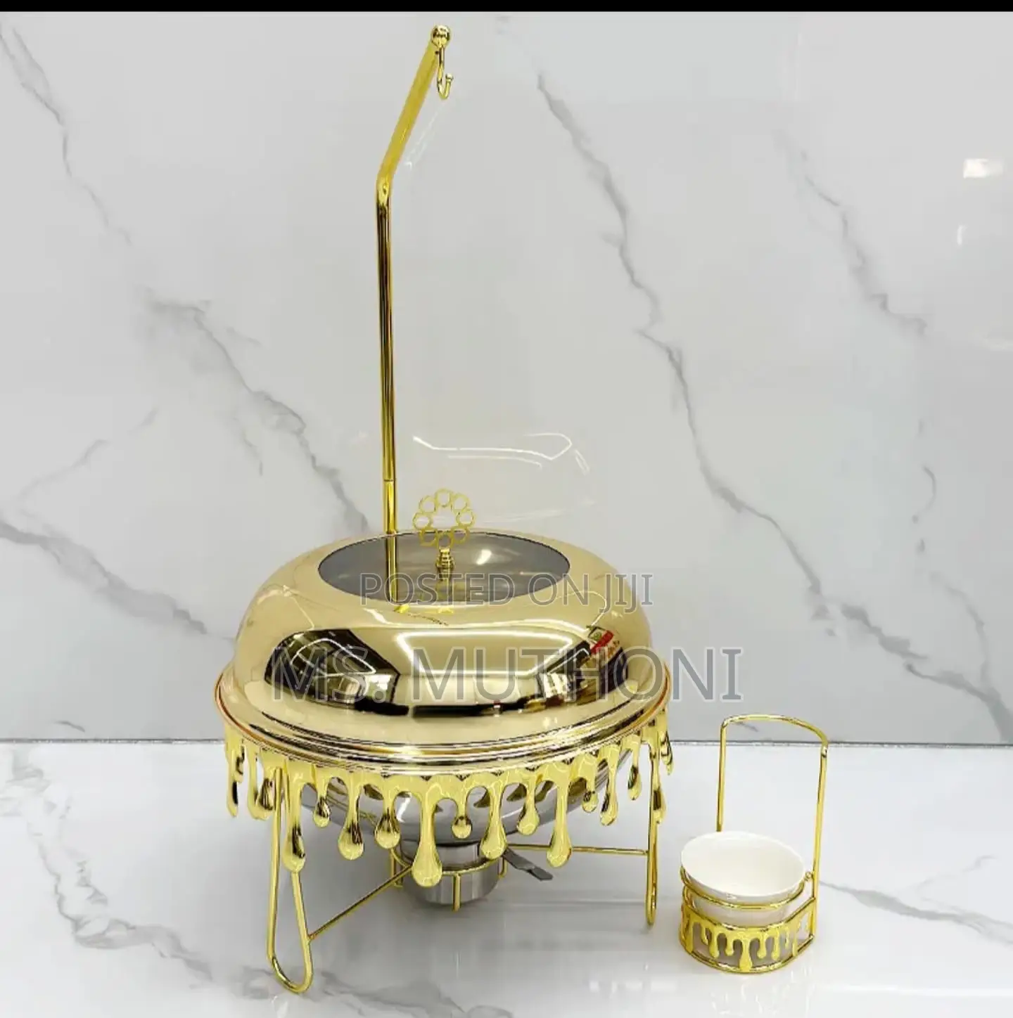 8 LTRS Luxury Gold Stainless Steel Chafing Dish Set.