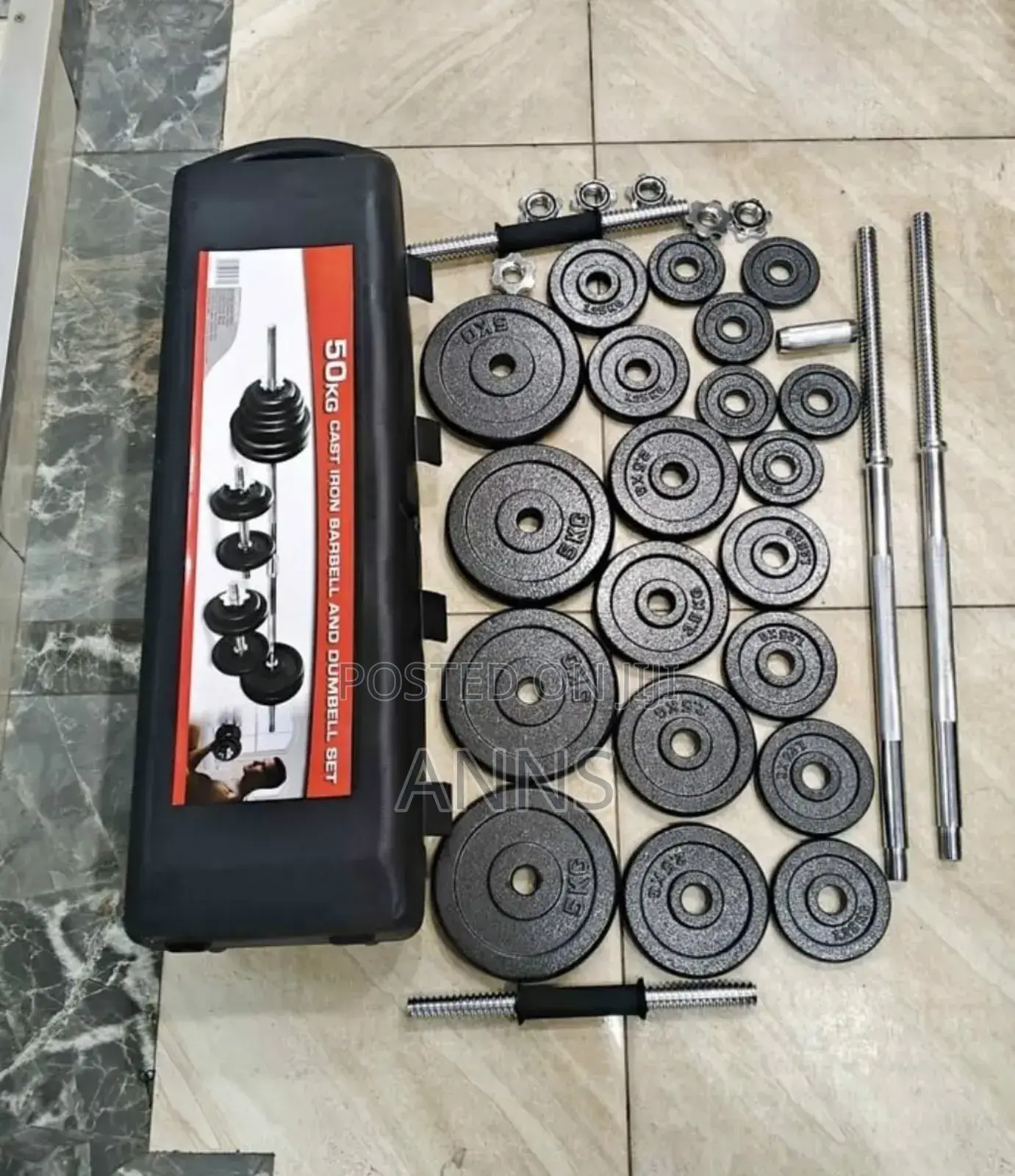 50 KGS Cast Iron Dumbbells and Barbell Set
