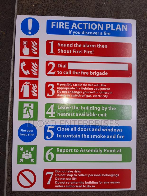 Fire Action Plan Sign - main view