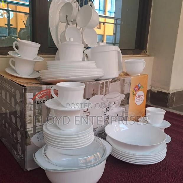 58pcs Ceramic White Dinner Set - main view