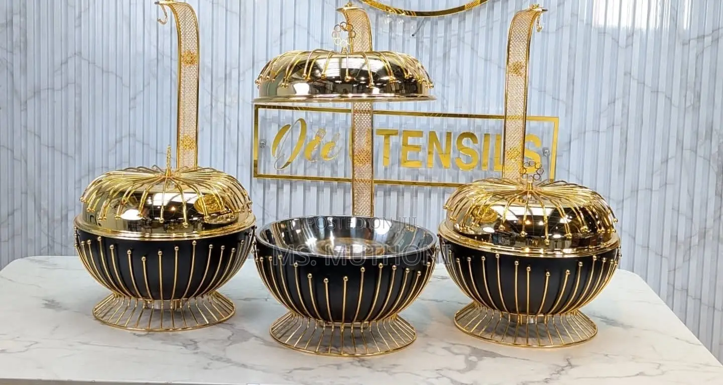 8l Two-tone Black And Gold Finish Chaffing Dish