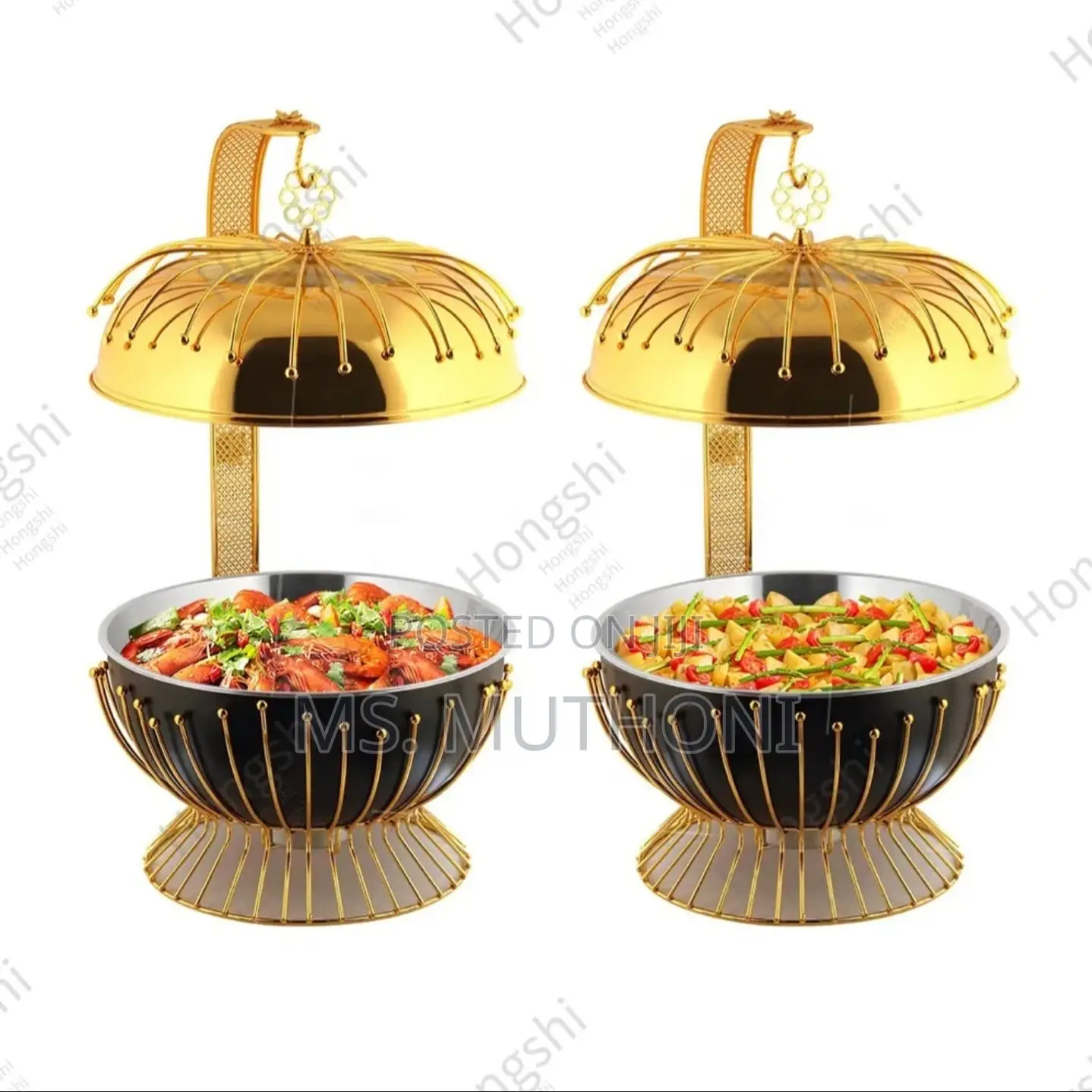 8l Two-tone Black And Gold Finish Chaffing Dish