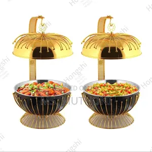 8l Two-tone Black And Gold Finish Chaffing Dish