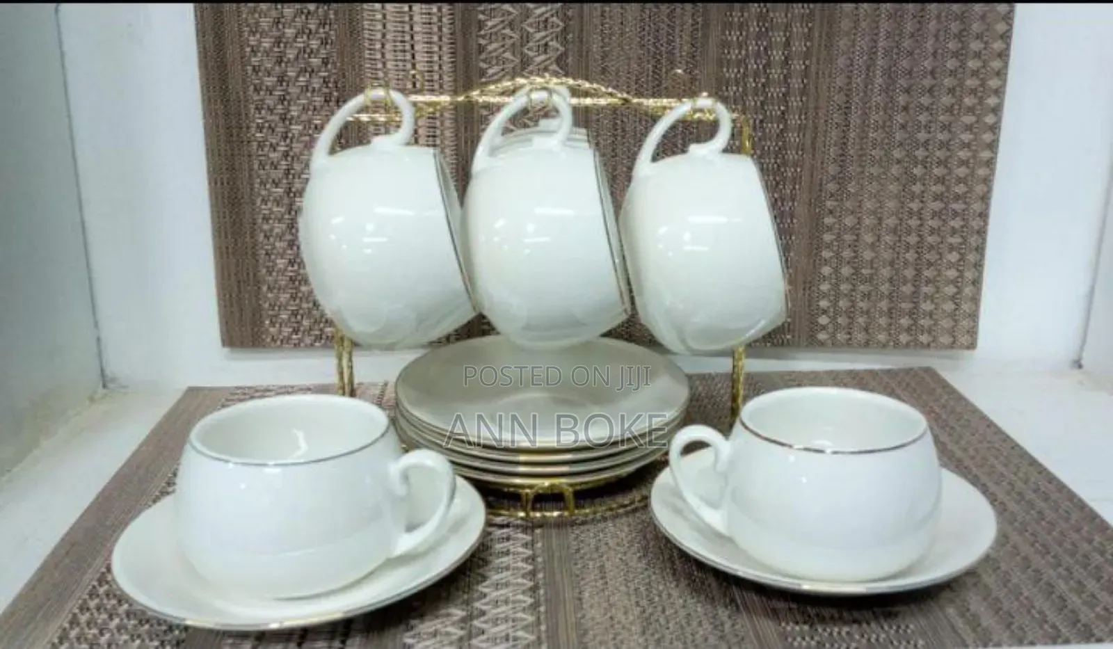 Porcelain Cup Saucer Set With Gold Rim
