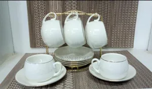 Porcelain Cup Saucer Set With Gold Rim