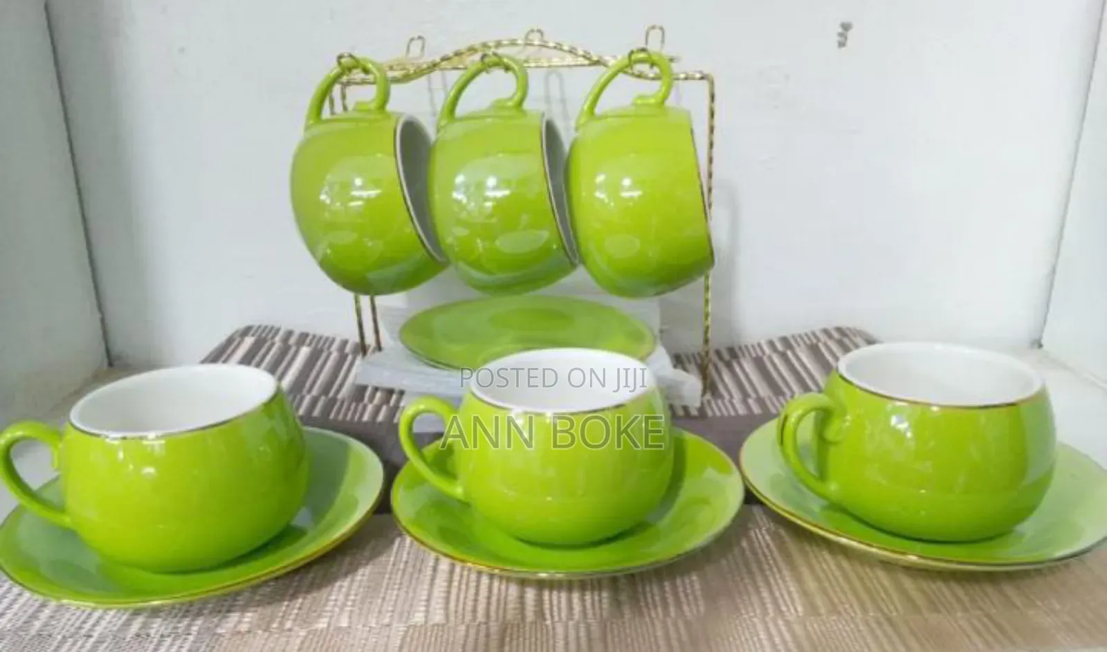 Porcelain Cup Saucer Set With Gold Rim