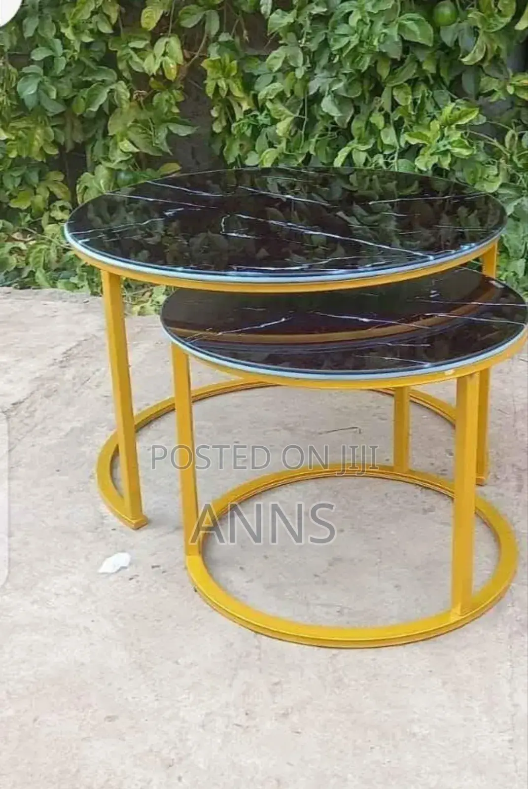 A-1 Black Nesting Table With Glass Effect