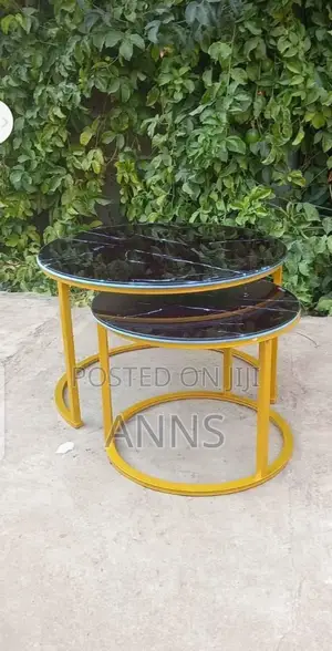 Black Nesting Table With Gold Stands