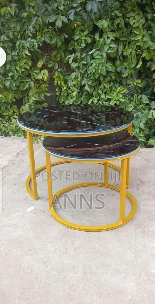 Black Nesting Table With Gold Stands - main view