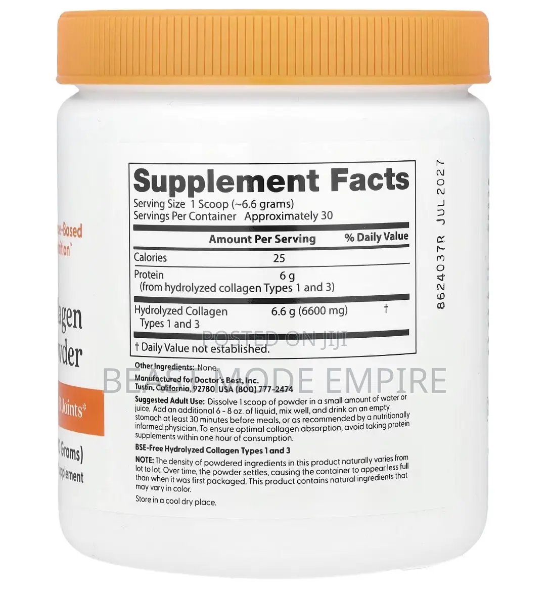 Collagen Type 1 and 3 Powder Supports Hair,Skin,Nails,Bones Joints