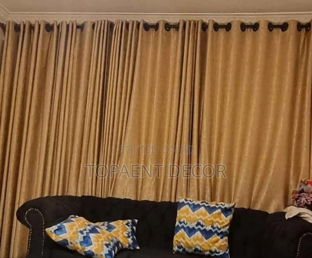 Beige Flowly Fabric, Modern Magic Window Curtains - main view