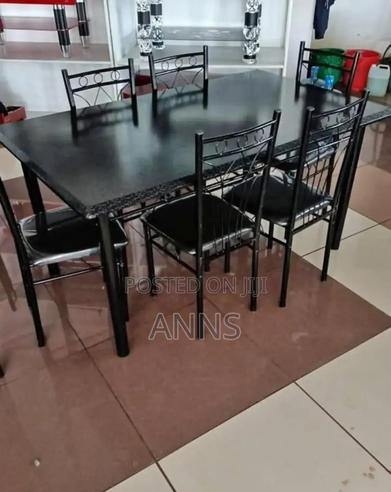6 Seat Dining Table (Black Design)