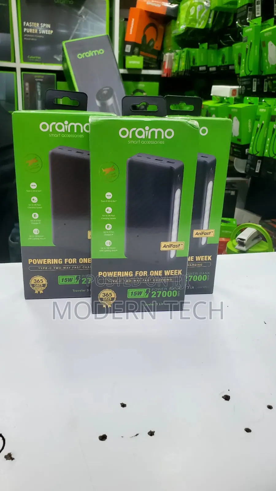Oraimo Traveler 3 Lit 27000mah 15w Power Bank-Opb-1270 With Torch.