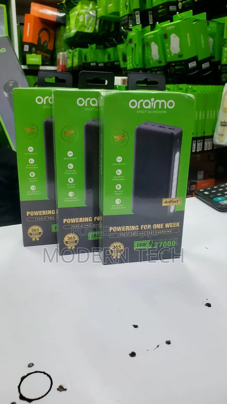 Oraimo Traveler 3 Lit 27000mah 15w Power Bank-Opb-1270 With Torch.