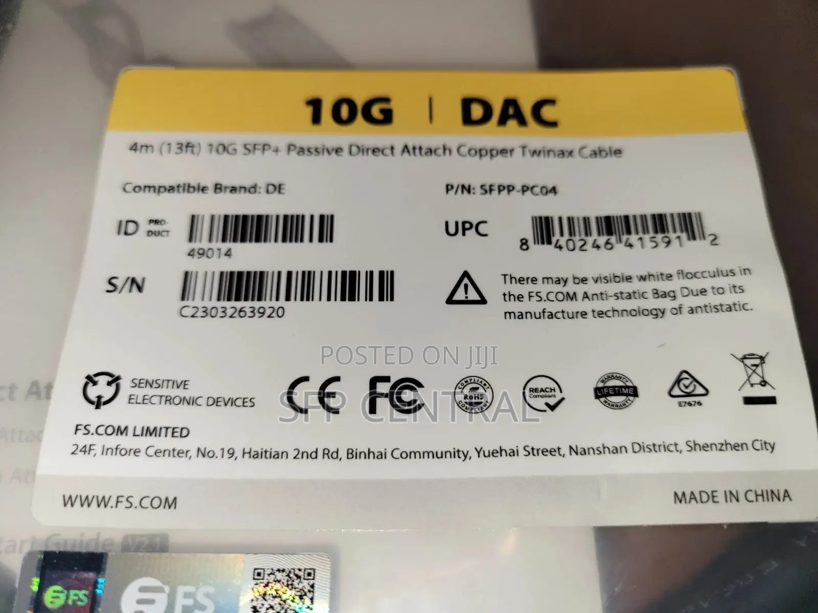 Fs SFPP 4m (13ft) 10g Sfp+ Passive Dac Cable for Dell