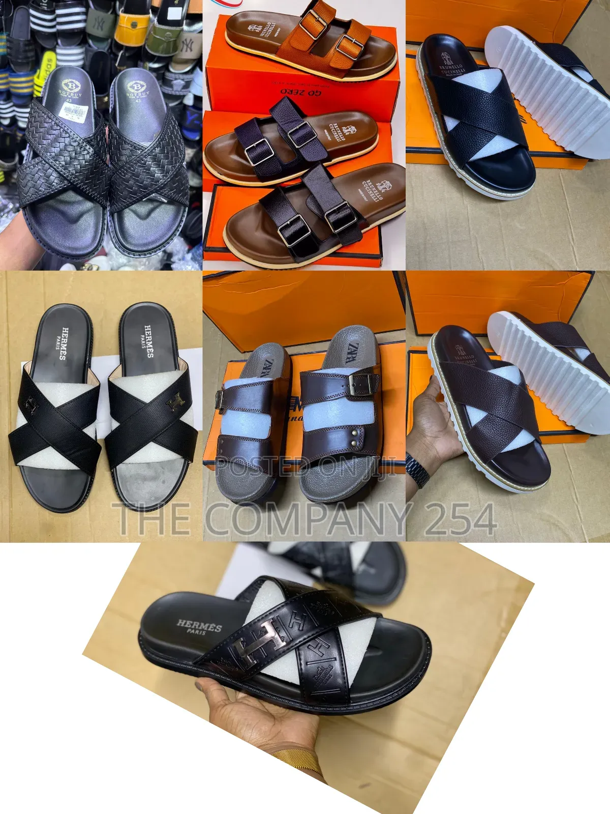 Quality Casual Leather Design Casual Hermes Brike Slides