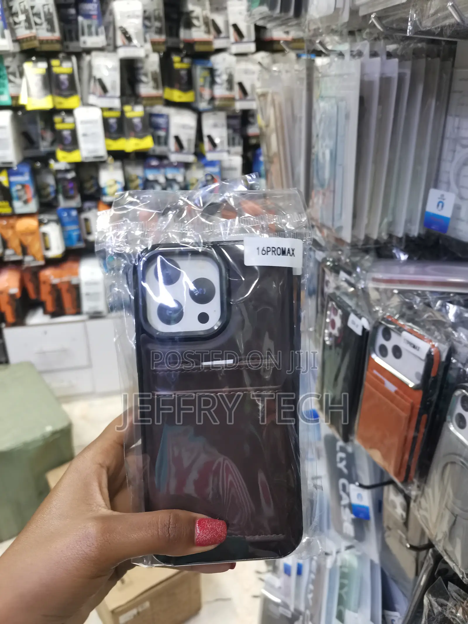 Nisnee iPhone 16 Pro Max Leather Back Case With Card Holder