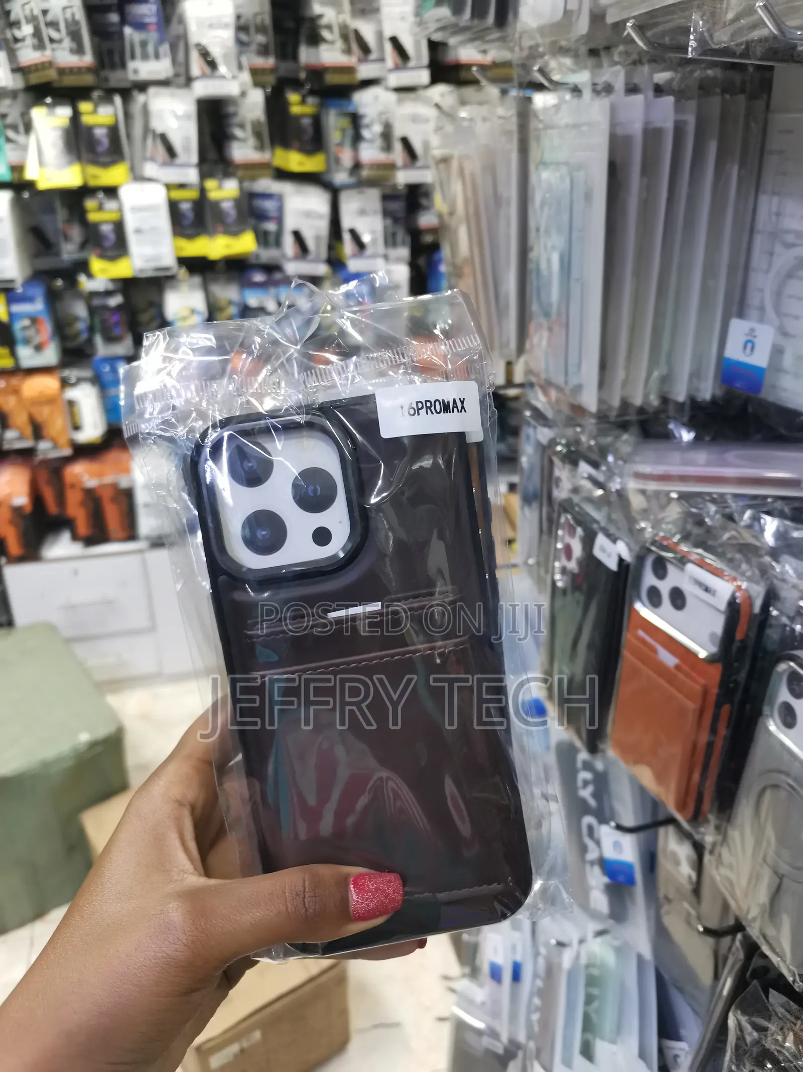 Nisnee iPhone 16 Pro Max Leather Back Case With Card Holder