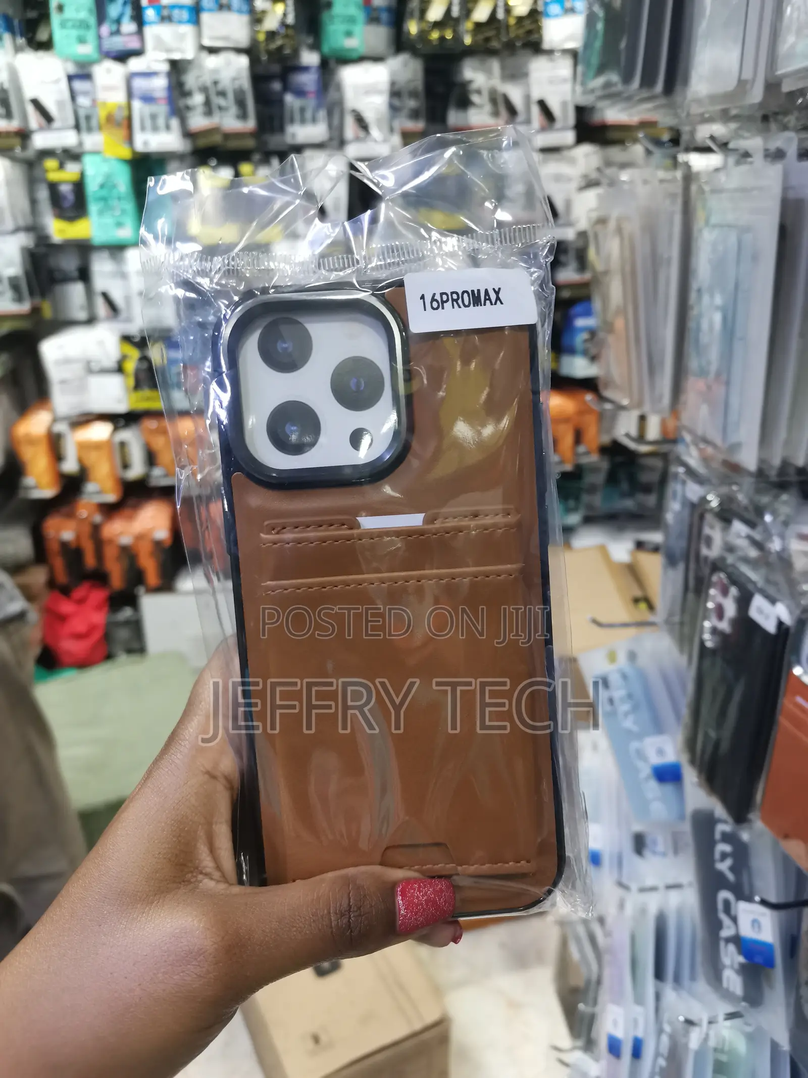 Dockem iPhone 16 Pro Max Leather Back Case With Card Holder -Brown