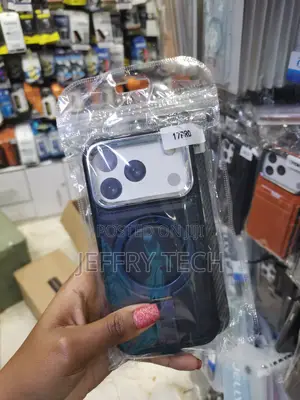 Exnox iPhone 17 Pro Leather Back Case Cover Built-in Invisible Stand