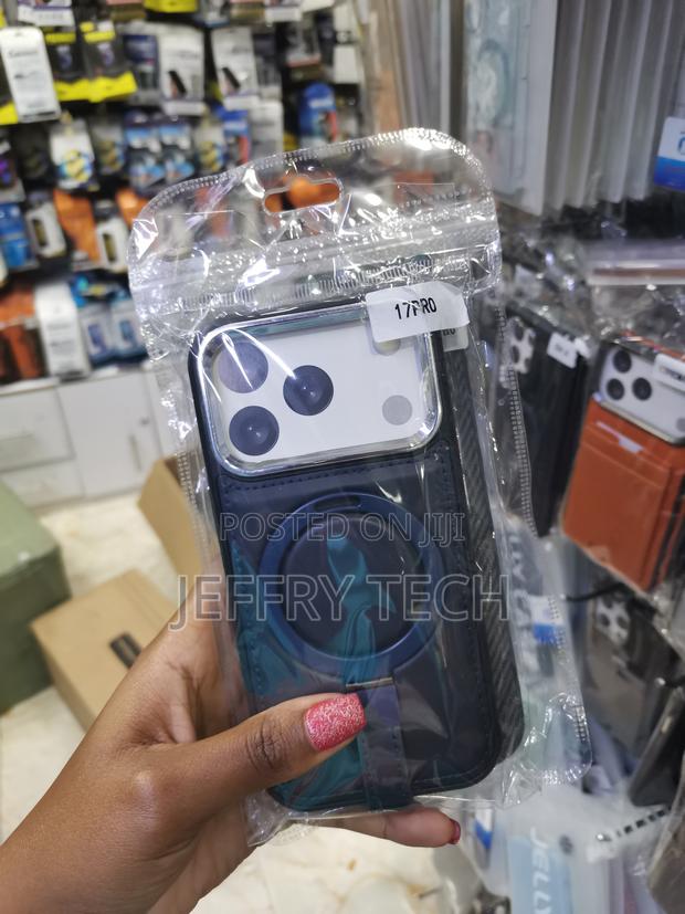 Exnox iPhone 17 Pro Leather Back Case Cover Built-in Invisible Stand - thumbnail 2