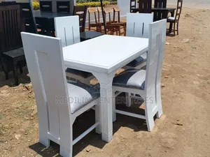 Whitish Solid 4-Seater Dinning Table Set