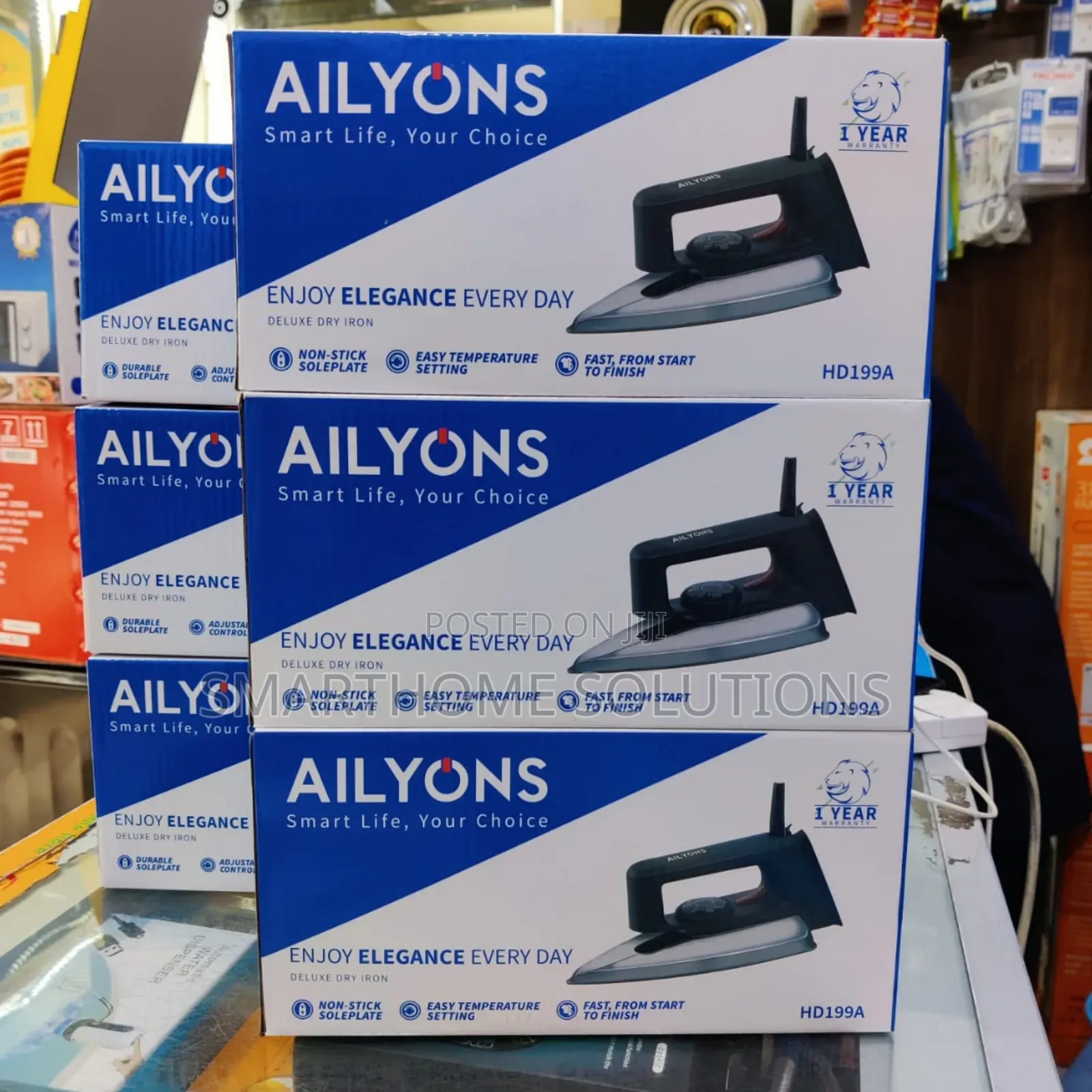 Ailyons Electric Dry Iron Box Silver & Black (1yr Wrty)