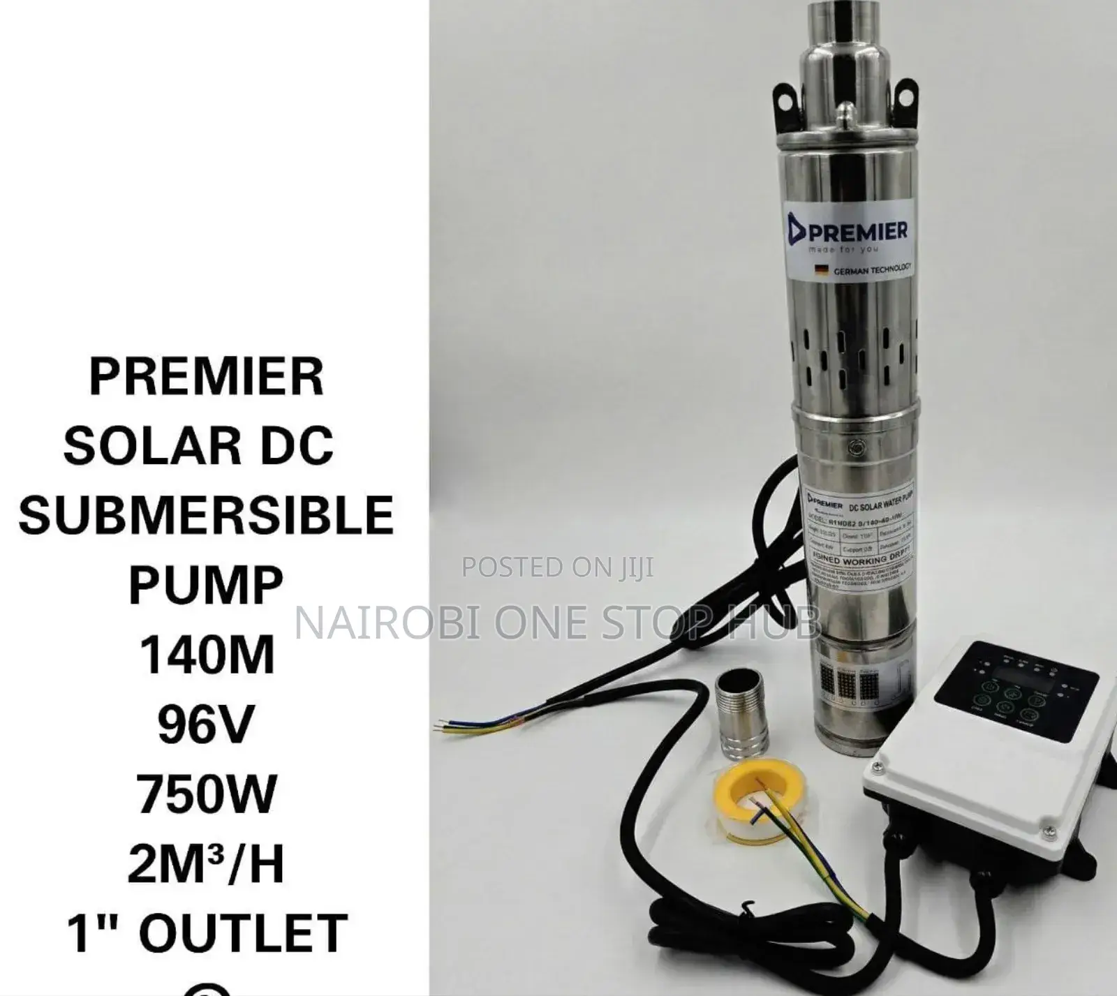 Premier Dc Solar Submersible Pump. 140m 96v 750w