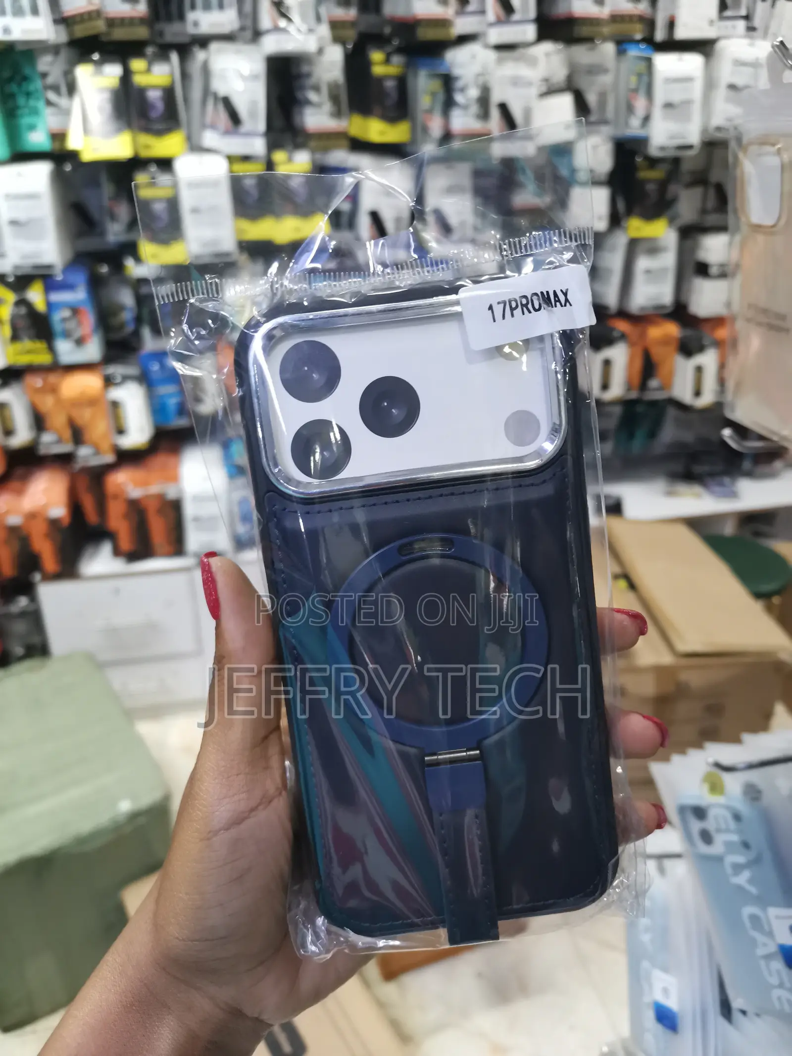 Lehold Magnetic Ring Stand Leather Back Case for iPhone 17 Pro Max