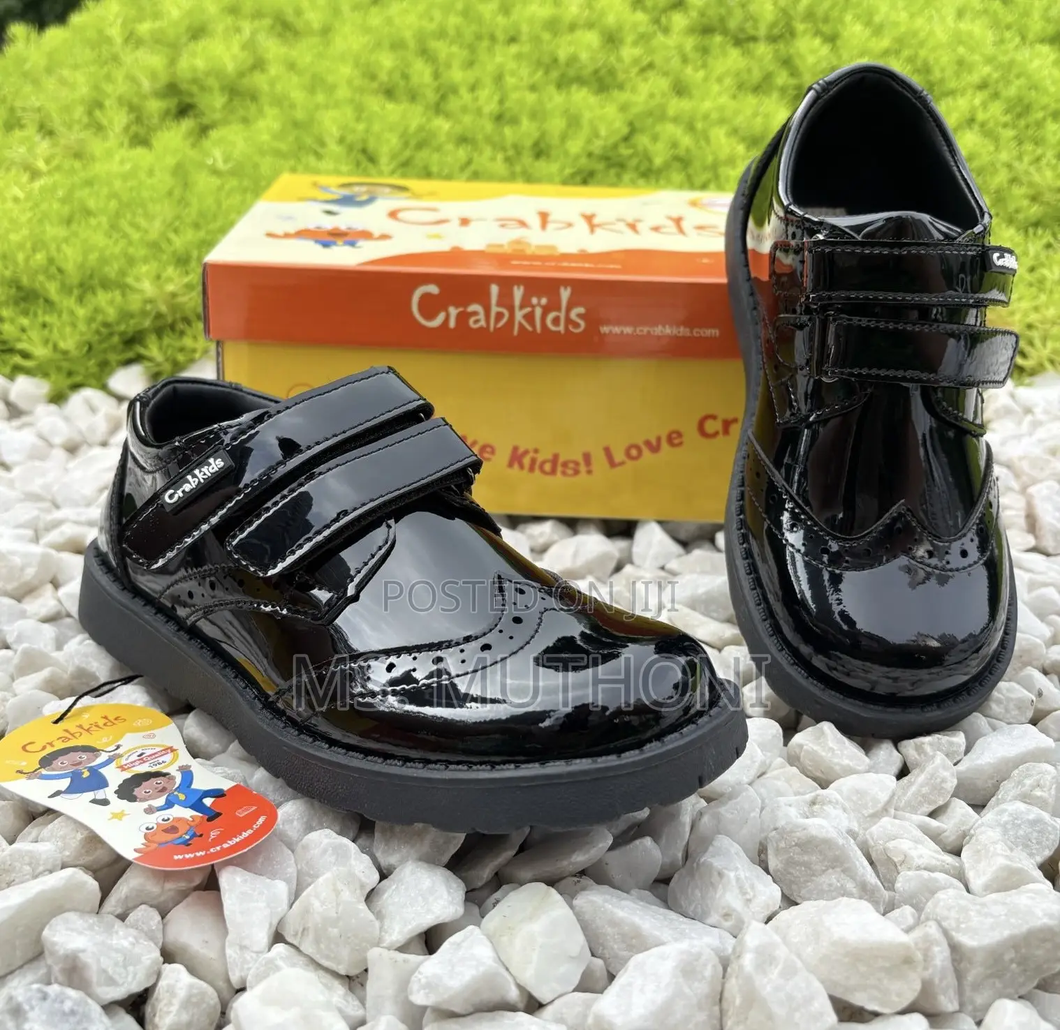 Boys Double Velcro Strap Closure Brogue-Style Crabs Toe Size 25-30