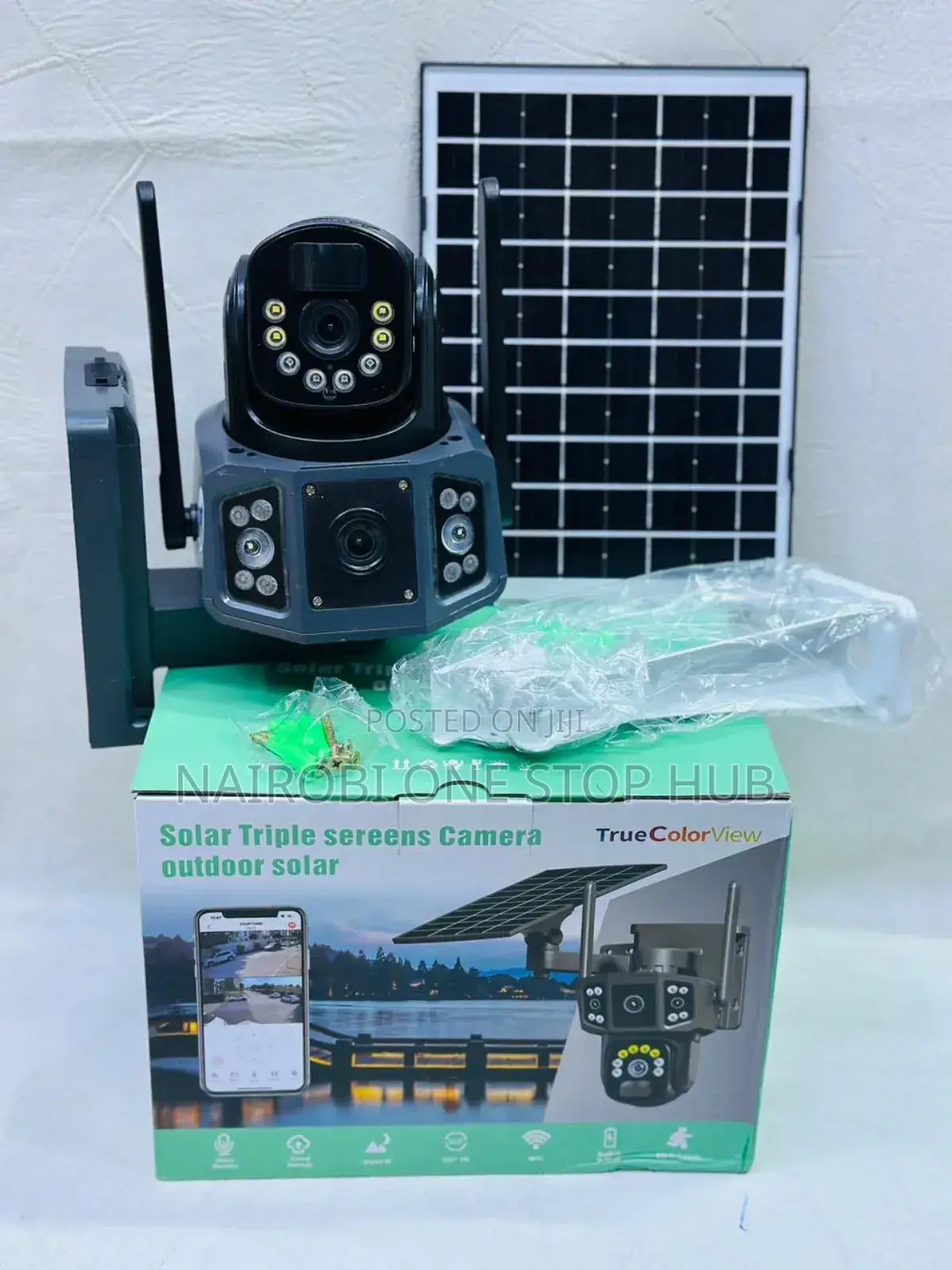 Solar-Powered CCTV Camera With Triple Lenses