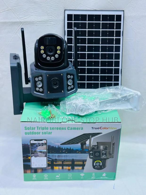 Solar-Powered CCTV Camera With Triple Lenses - main view