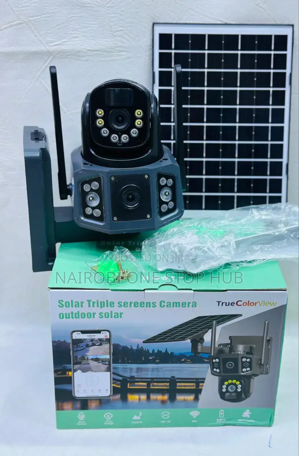 Solar Security Camera With Triple Lenses,