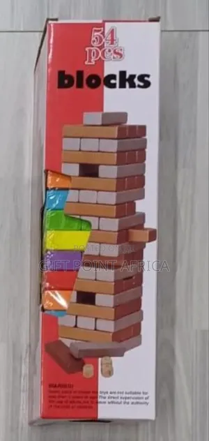 54pcs Wooden Coloured Jenga Blocks Family Game