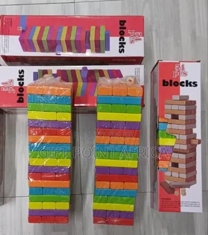 54pcs Wooden Coloured Jenga Blocks Family Game