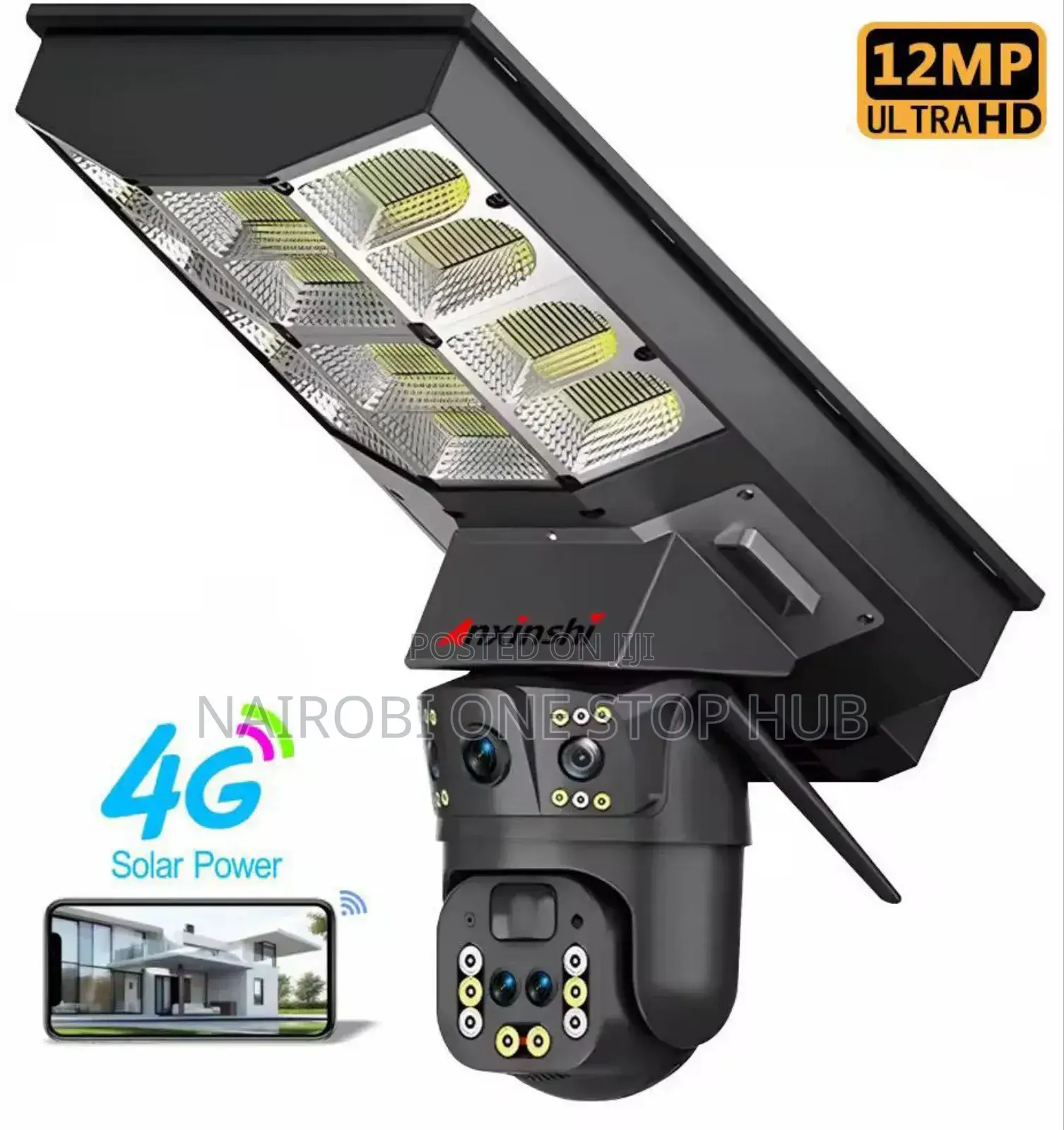Anxinshi V380pro Solar-Powered PTZ Security Camera With a Street Light