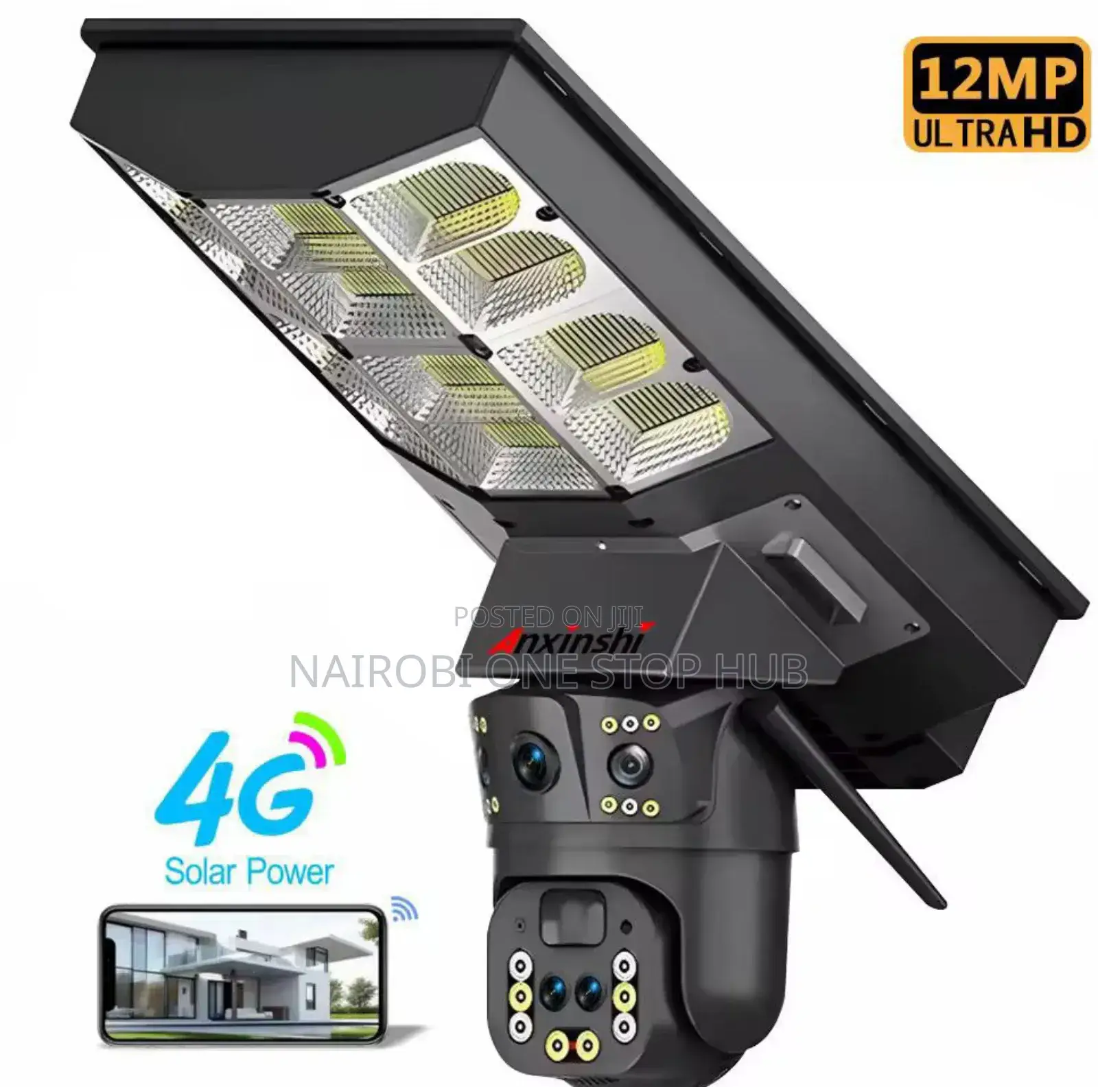 Anxinshi Solar-Powered PTZ Security Camera With a Street Light.4g