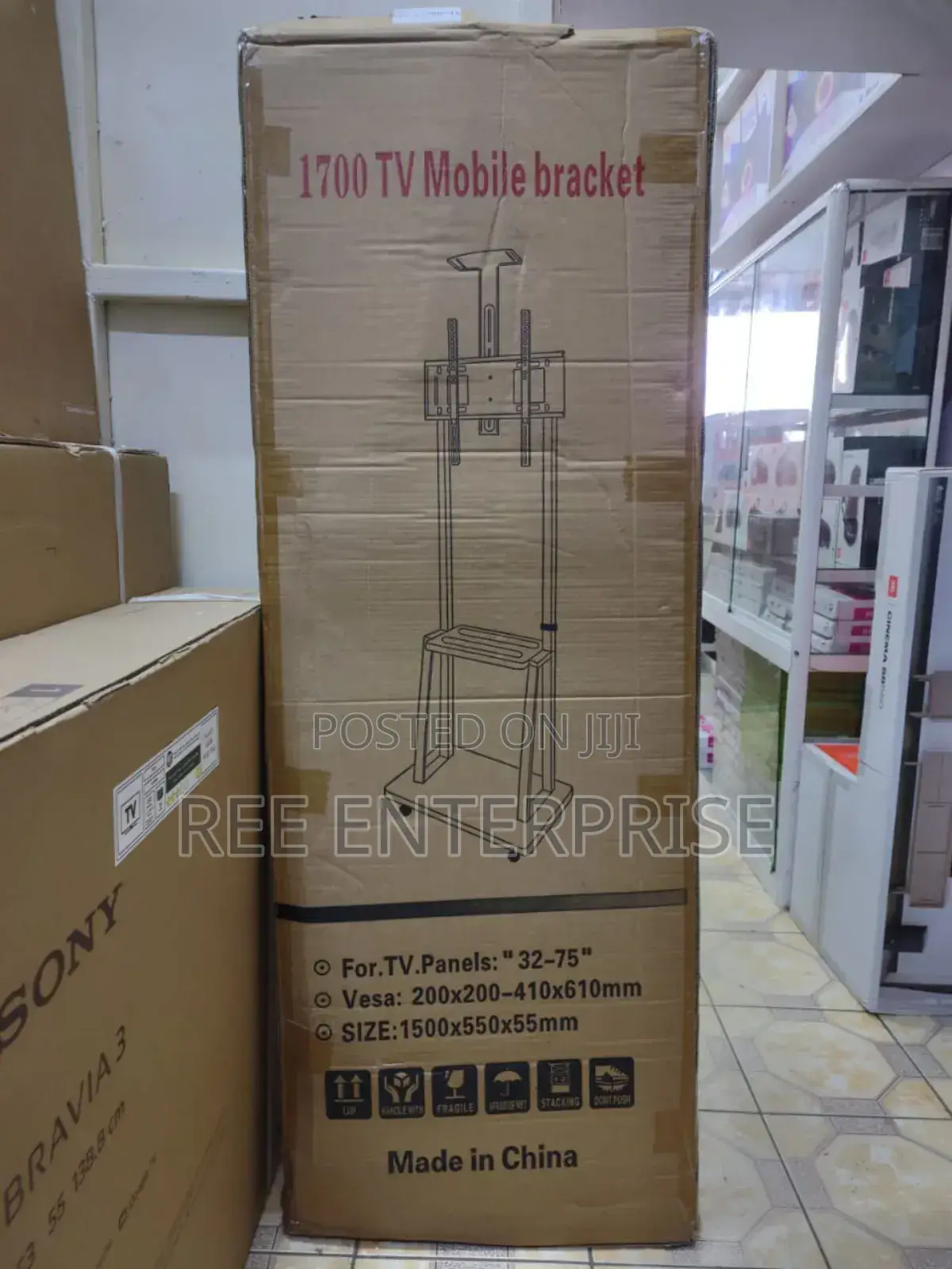 Mobile Tv Trolley Stand With Wall Mount Prices; Fits 32-75 Inches Tv