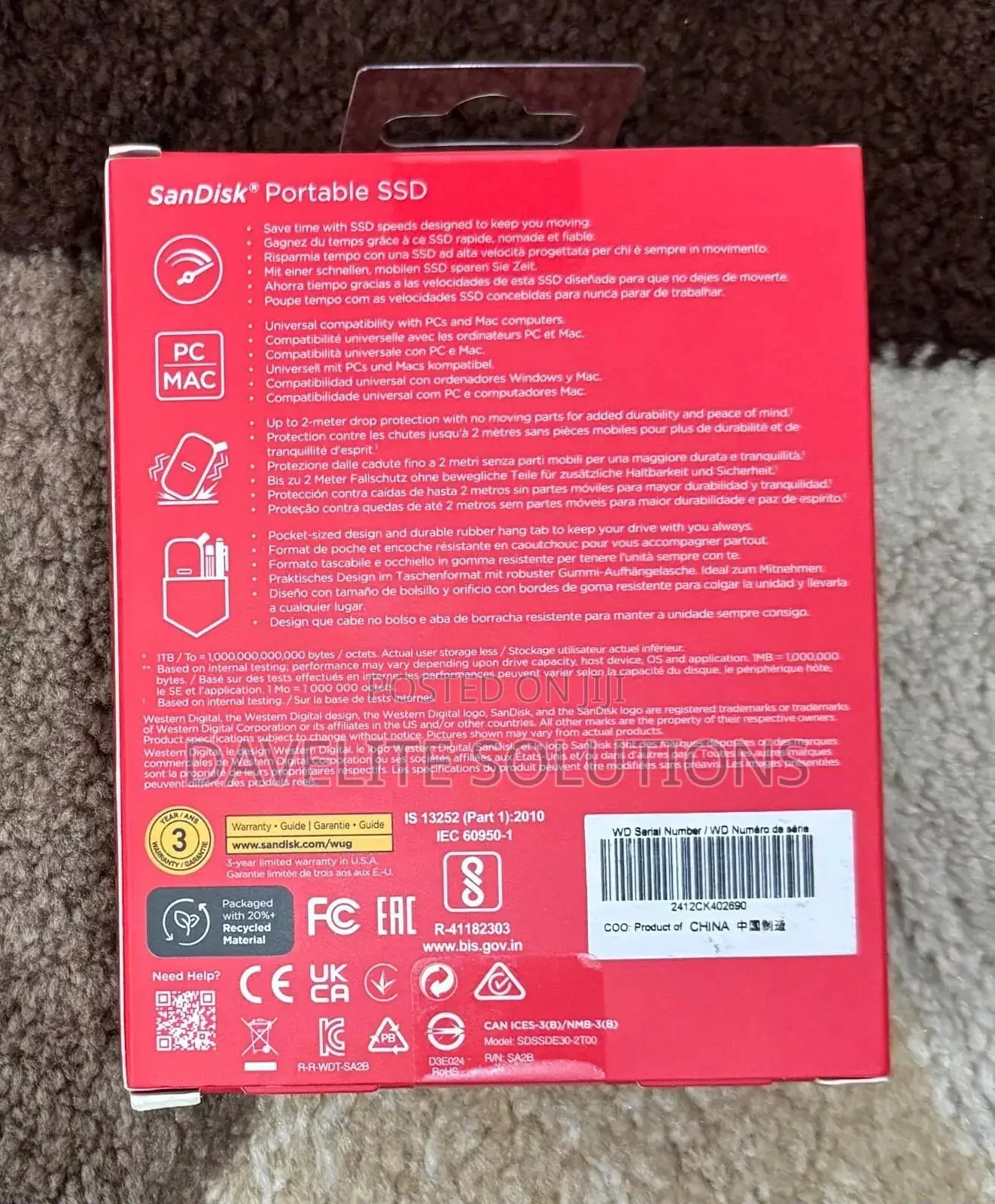 Sandisk E30 Portable External SSD 2tb, Gen 2 – Sdssde30-2t00-G26