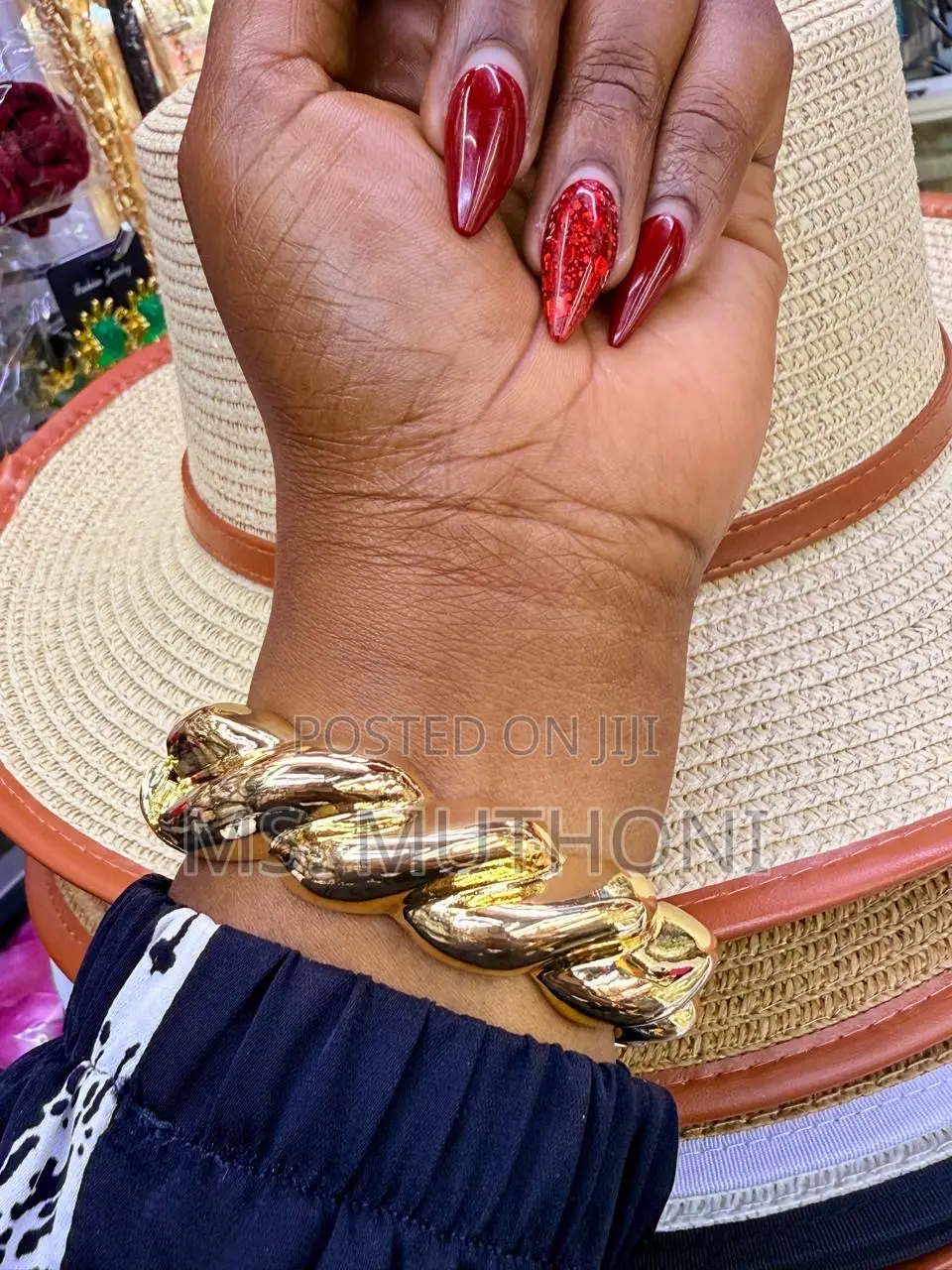 Ladies Statement Wide, Gold-Tone Metal Cuff Bangles.