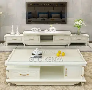 Home Tv Table Set; Nordic Entertainment Unit With Table Set For Media