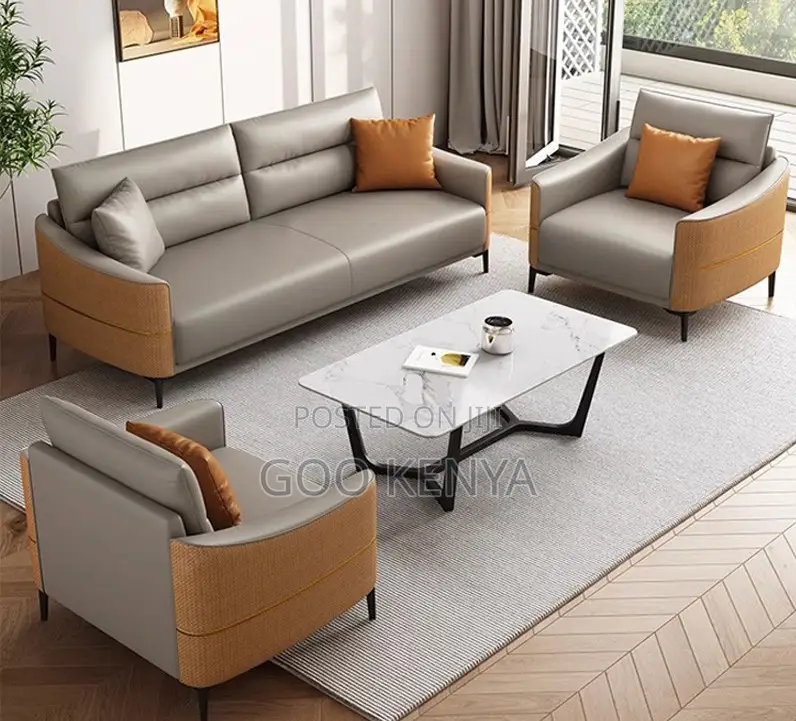 Office Sofa;5-Seat Modern Modular Leather Sofa Set for Home and Office